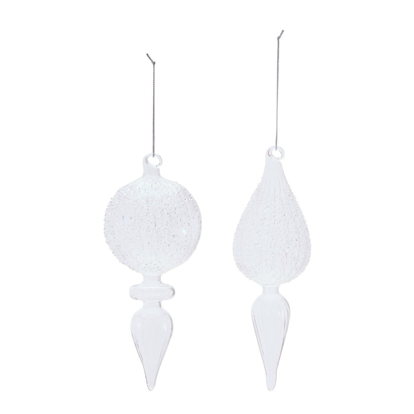 Frosted Textured Glass Finial Ornament (Set of 4)