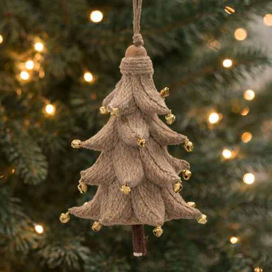 Rustic Tree Ornaments (Set of 4) Ð 5.25" Plastic with Jute Hanger