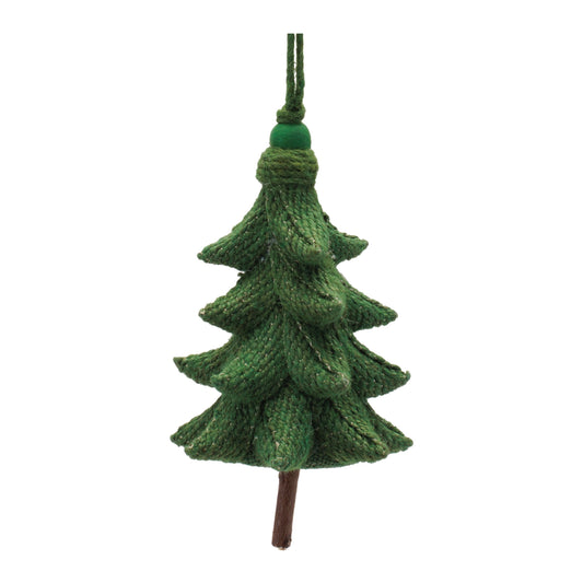 Rustic Tree Ornaments (Set of 4) Ð 5.5" Plastic with Jute Hangers
