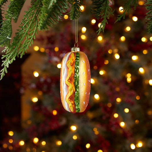 Glass Hot Dog Ornaments (Set of 12)
