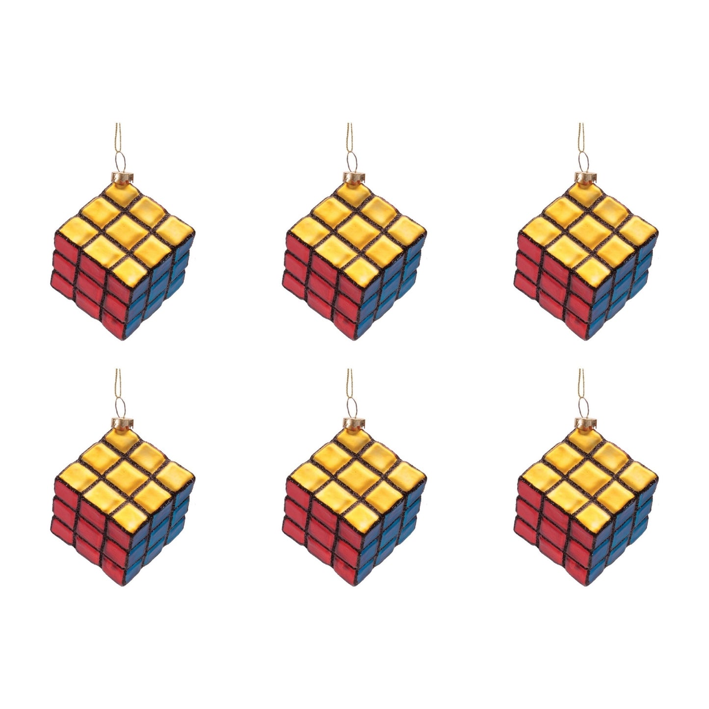 Glass RubikÕs Cube Ornaments (Set of 6)