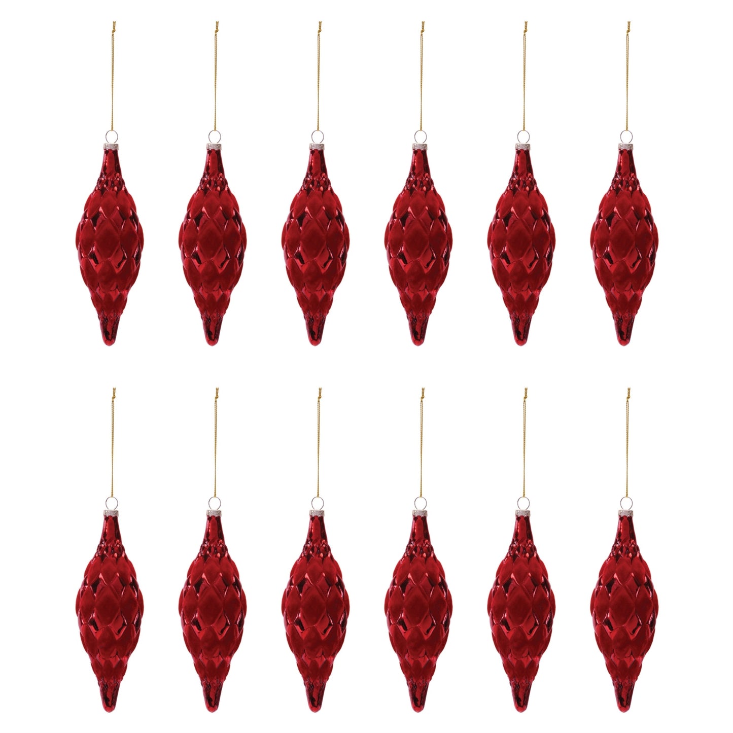 Glass Drop Ornaments (Set of 12)