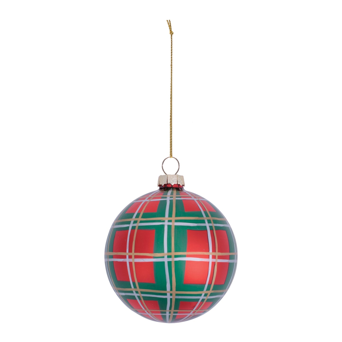 Glass Plaid Ball Ornaments (Set of 6)