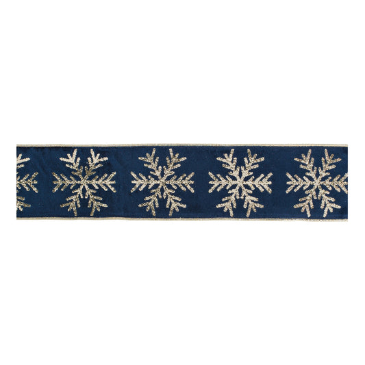Snowflake Velvet Wired Ribbon 4" x 5 Yds.