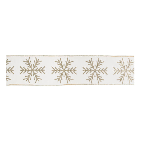 Snowflake Wired Ribbon 4" x 5 Yds.