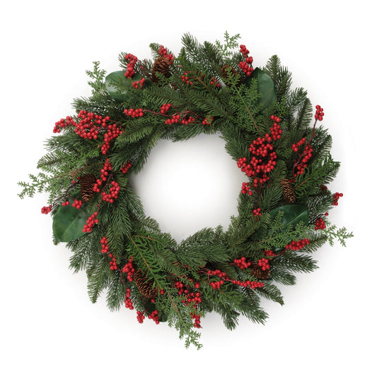 Pine and Berry Wreath 26"D