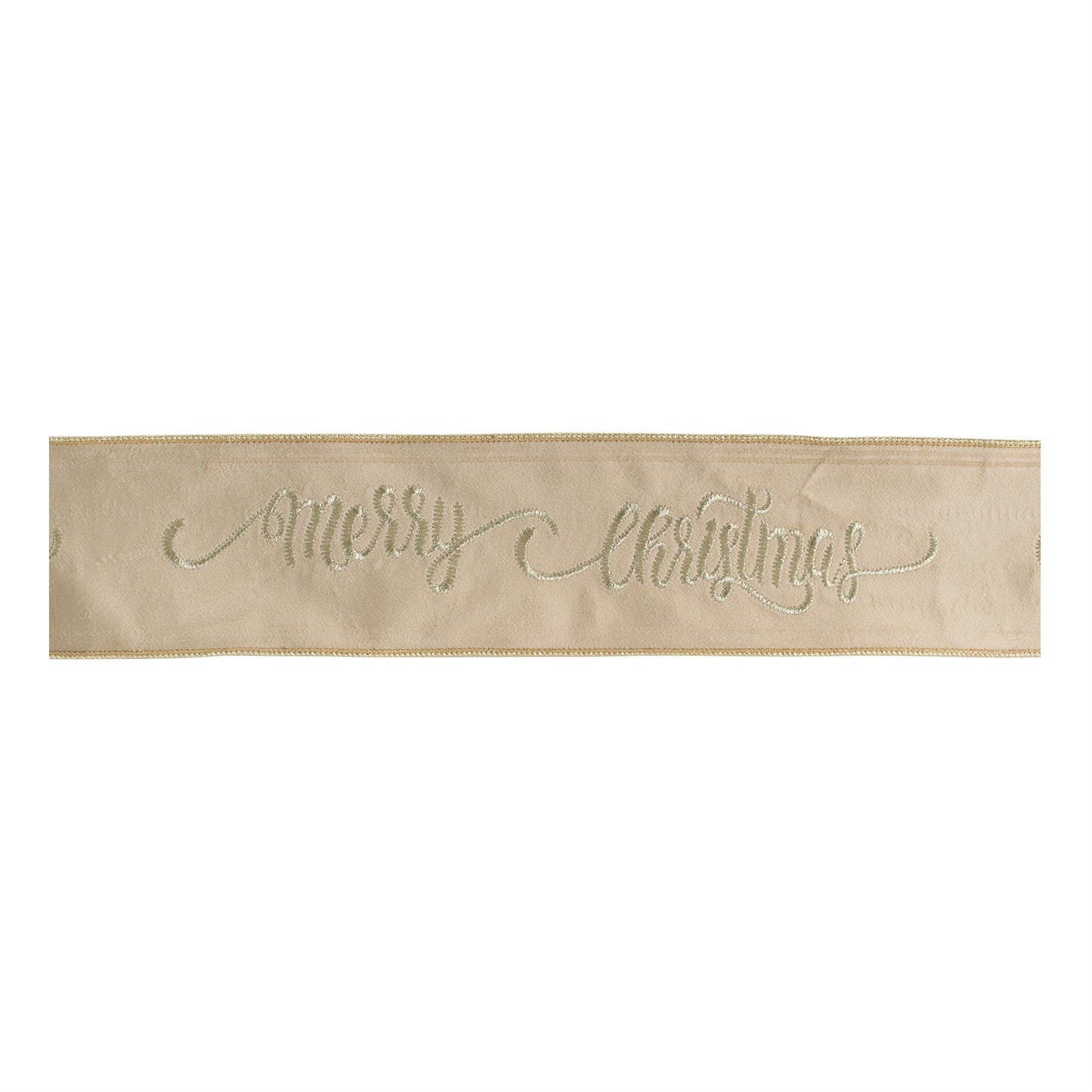 ÒMerry ChristmasÓ Script Wired Ribbon 4" x 5 Yds.