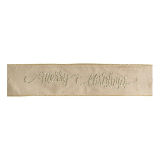 ÒMerry ChristmasÓ Script Wired Ribbon 4" x 5 Yds.
