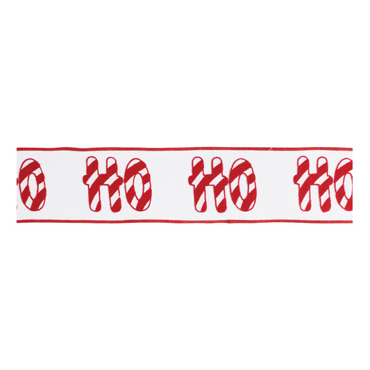 ÒHO HO HOÓ Candy Cane Wired Cotton Ribbon 4" x 5 Yds.