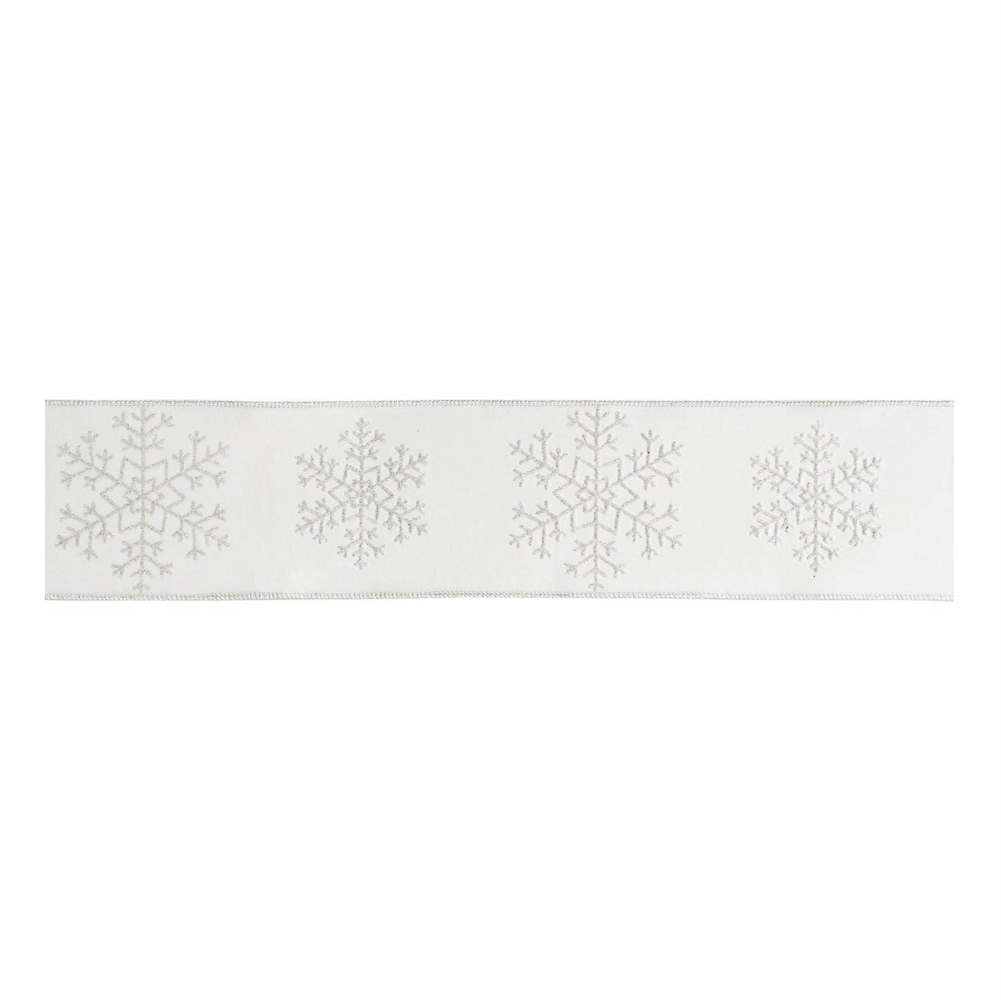 Glitter Snowflake Wired Ribbon 4" x 5 Yds.