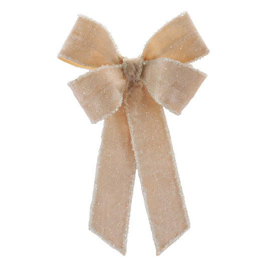 Glittered Velvet Bow Ornament (Set of 2)