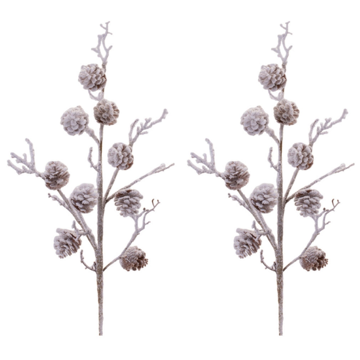 Snowy Pine Cone Twig Spray (Set of 2)