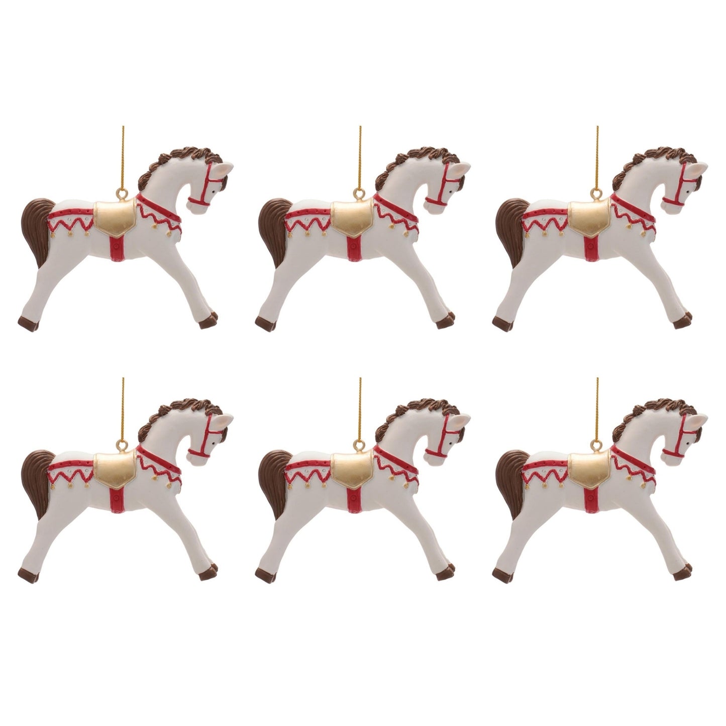 Resin Horse Ornaments (Set of 6)