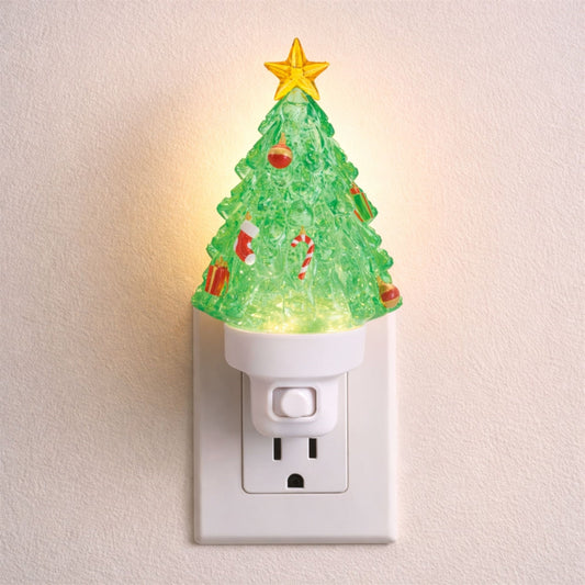 Christmas Tree Snow Globe Night Light 7"H