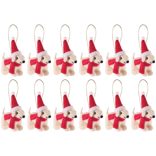 Dog with Santa Hat Ornaments (Set of 12)