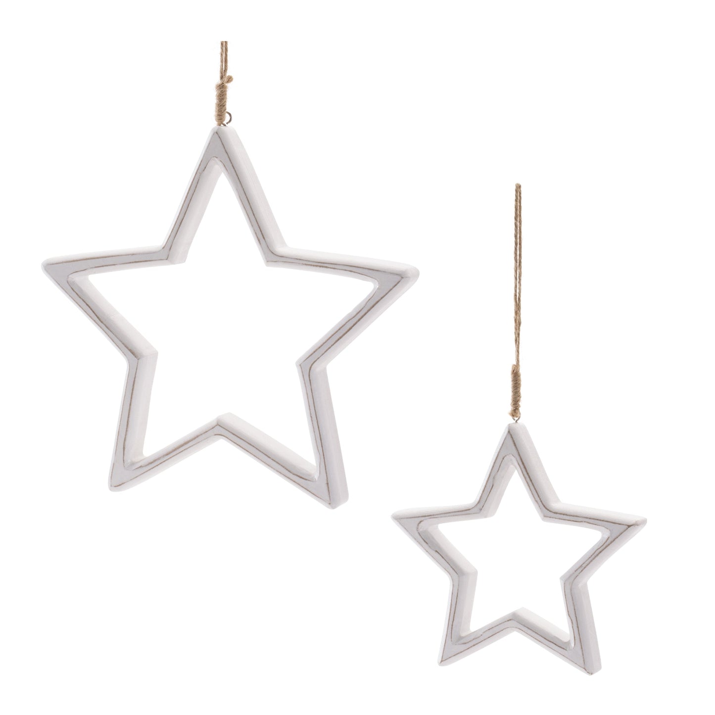 Carved Wooden Star Ornament (Set of 2)