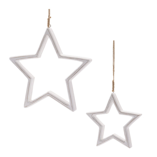 Carved Wooden Star Ornament (Set of 2)