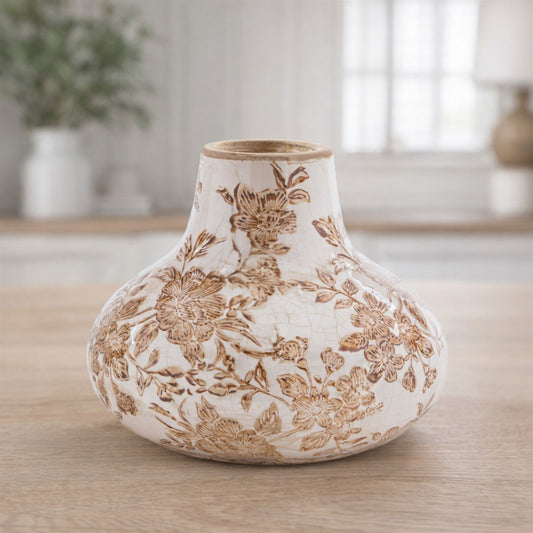 Floral Pattern Ceramic Vase 4"H