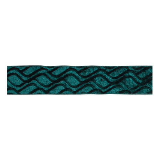 Embossed Wave Velvet Wired Polyester Ribbon 2.5" x 10 Yds.