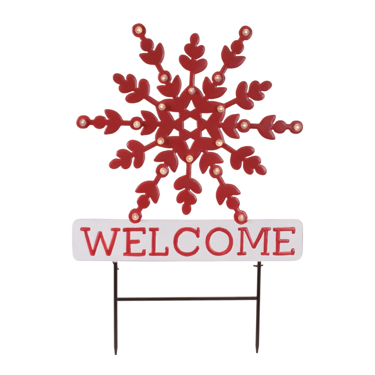 LED Snowflake Welcome Planter Stake
