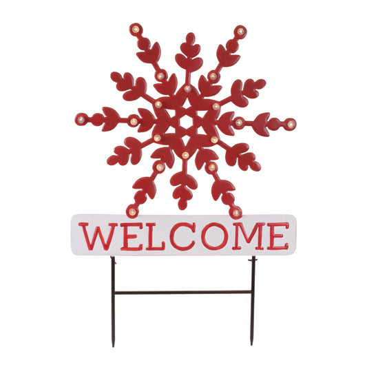 LED Snowflake Welcome Planter Stake