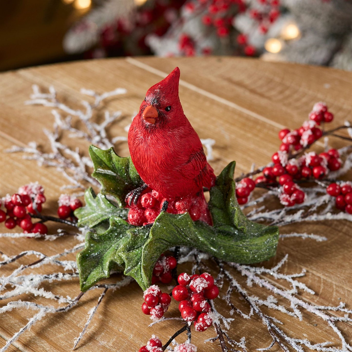 Cardinal Bird on Holly Branch (Set of 2)
