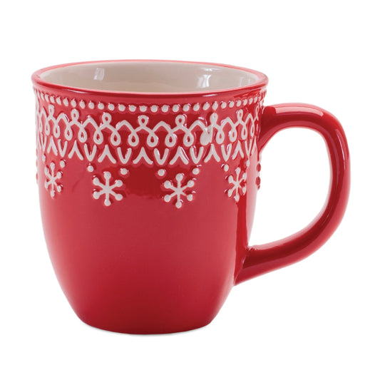 Embossed Ceramic Snowflake Mug (Set of 6)