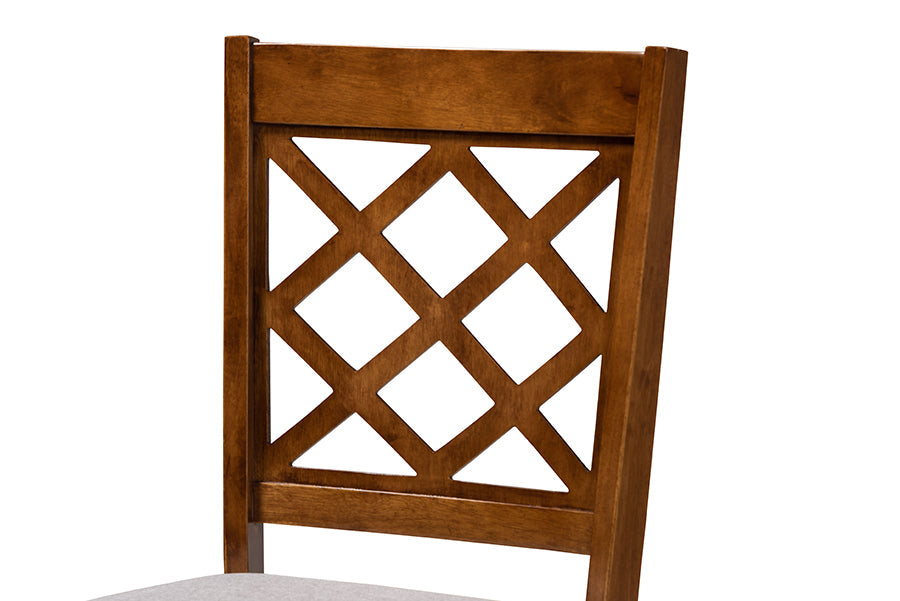 Baxton Studio Beth Modern and Contemporary Grey Fabric Upholstered and Walnut Brown Finished Wood 5-Piece Dining Set