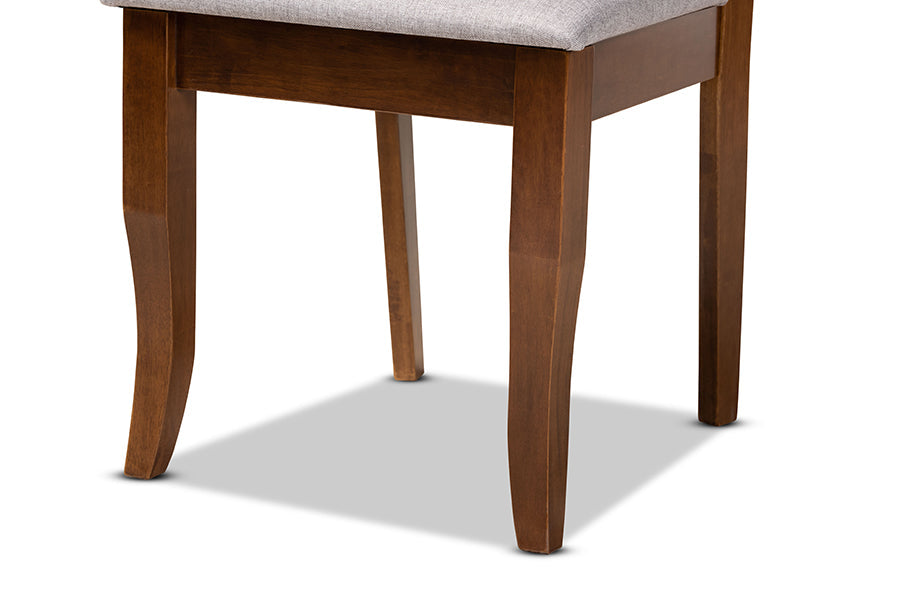 Baxton Studio Beth Modern and Contemporary Grey Fabric Upholstered and Walnut Brown Finished Wood 5-Piece Dining Set