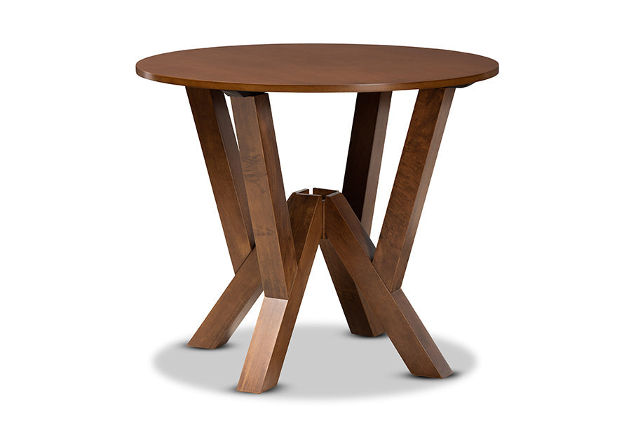 Baxton Studio Alisa Modern and Contemporary Grey Fabric Upholstered and Walnut Brown Finished Wood 5-Piece Dining Set