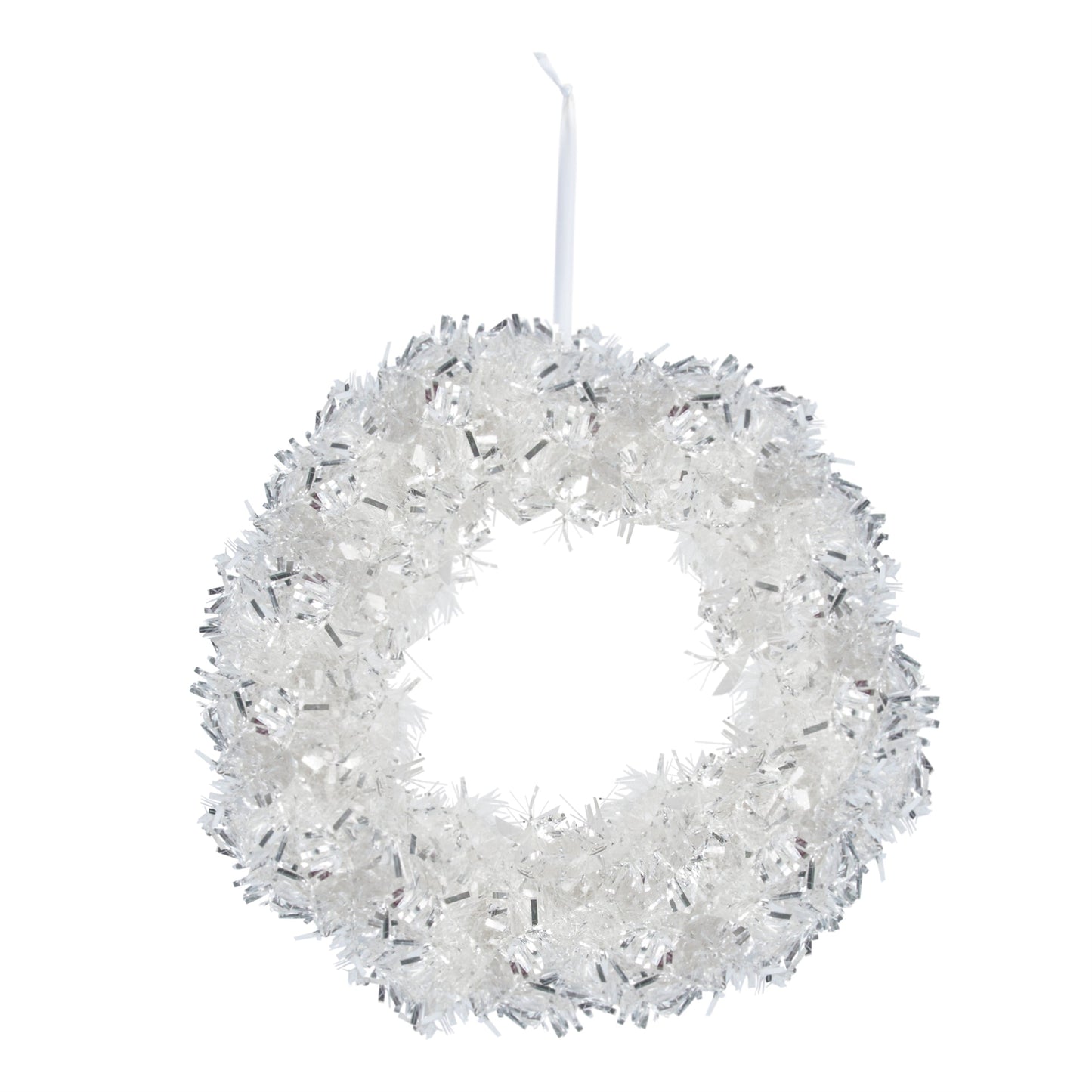 Silver Tinsel Christmas Wreath 18"D