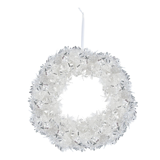 Silver Tinsel Christmas Wreath 18"D