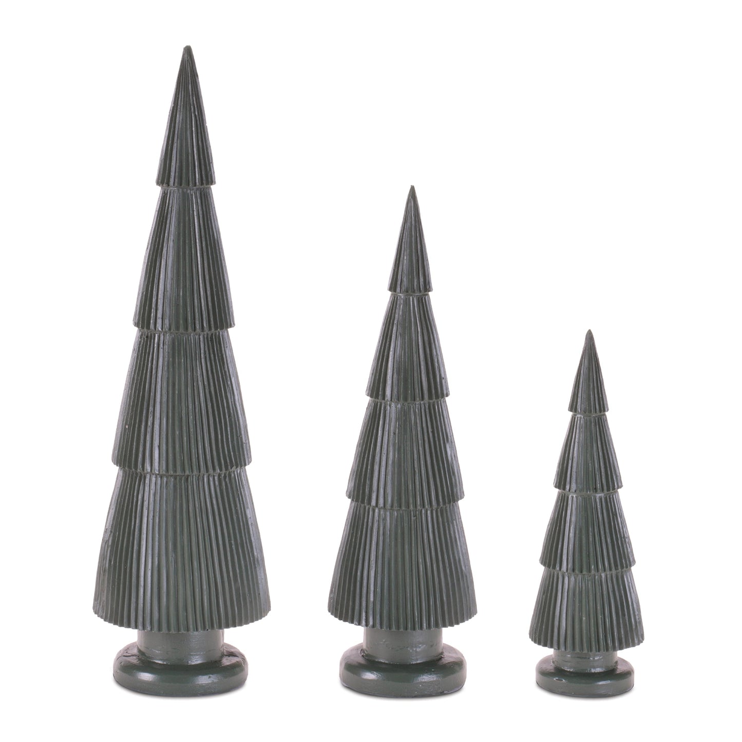 Green Ribbed Resin Christmas Tree (Set of 3)