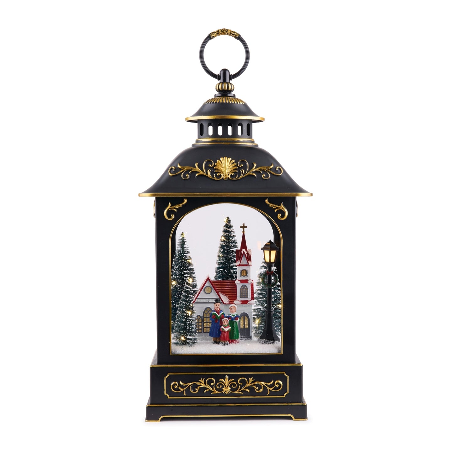 LED Lantern Scene with Church and Carolers 17.5"H