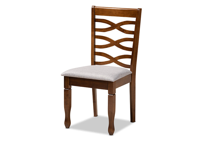 Baxton Studio Alicia Modern and Contemporary Grey Fabric Upholstered and Walnut Brown Finished Wood 5-Piece Dining Set
