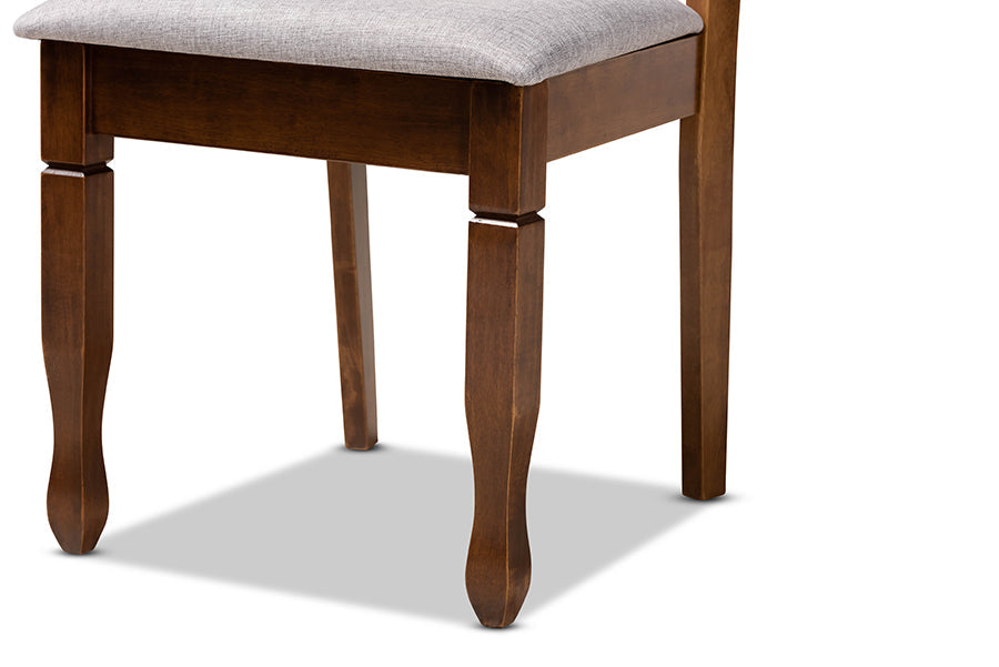 Baxton Studio Alicia Modern and Contemporary Grey Fabric Upholstered and Walnut Brown Finished Wood 5-Piece Dining Set