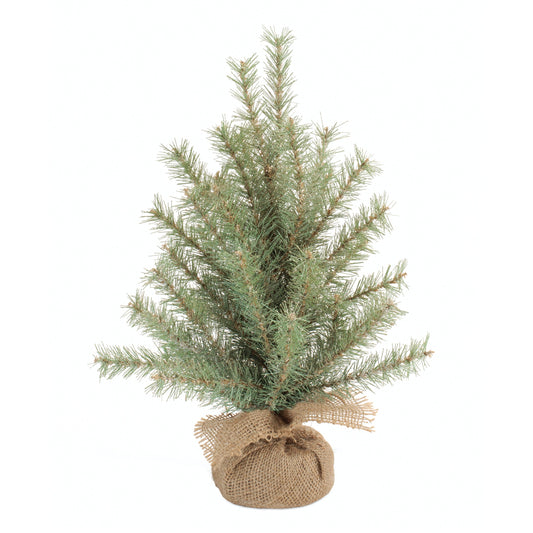 Glittered Pine Tree in Burlap 18"H