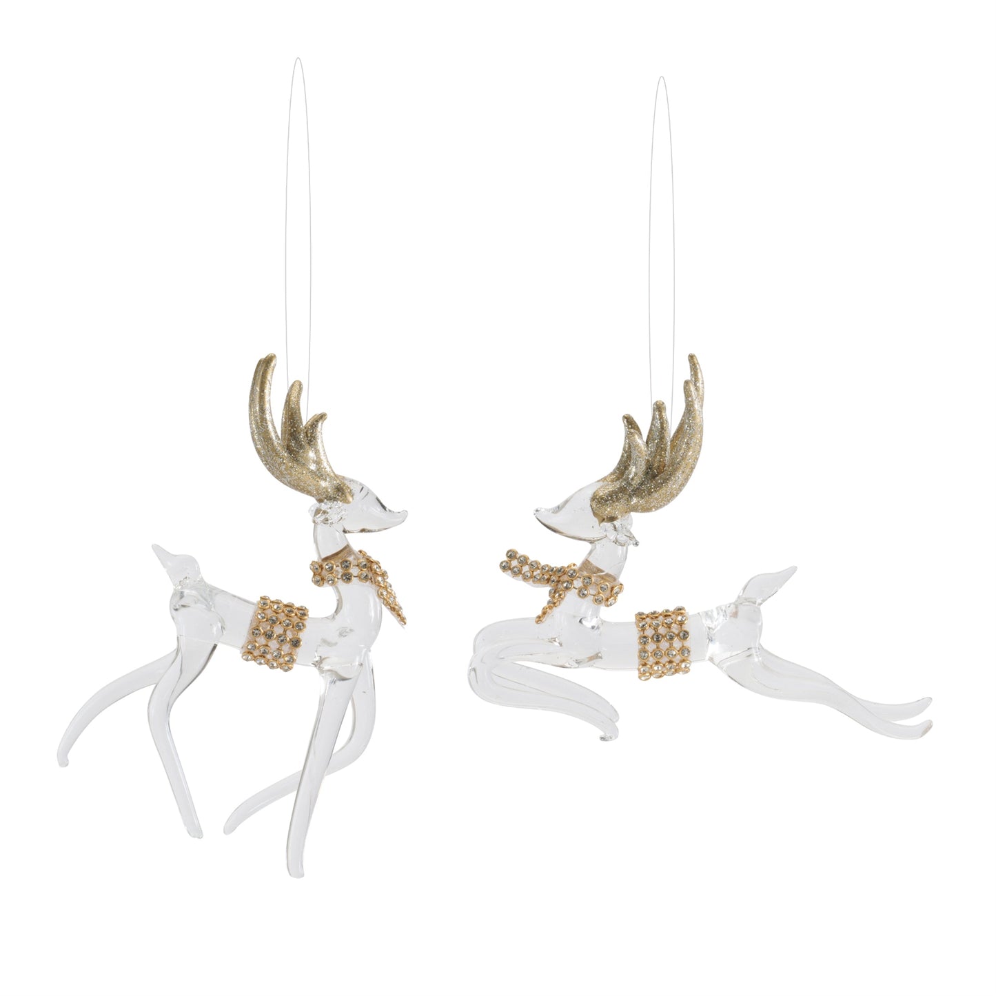 Glass Deer Ornaments (Set of 6)