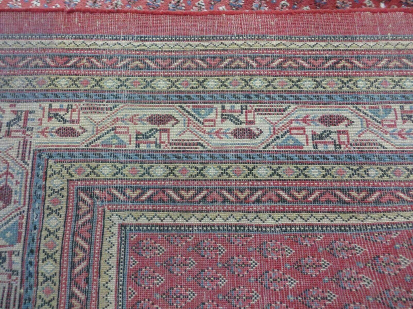 7' X 9' Vintage India Oriental Paisley Handmade Wool Rug Red Vegetable Dyes