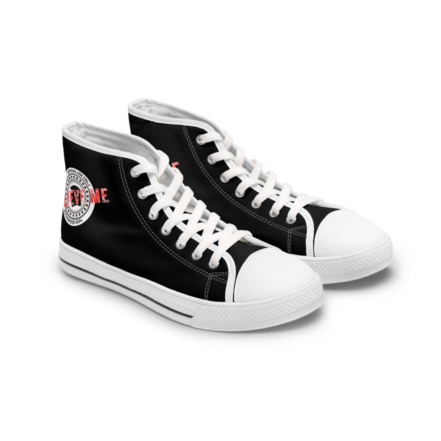 Believe Me Women’s High-Top Sneakers – Political Parody Statement Shoes
