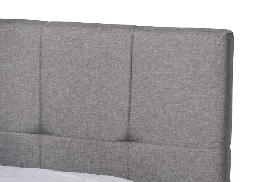 Baxton Studio Netti Light Grey Fabric Upholstered 2-Drawer King Size Platform Storage Bed