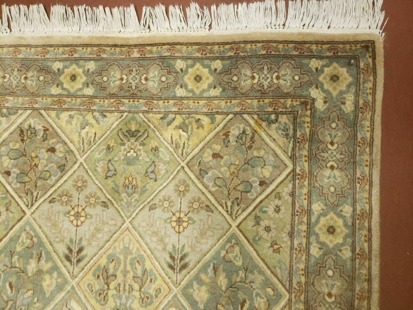 2' 7" X 9' Vintage Handmade India Floral Oriental Wool Runner Rug Hand Knotted