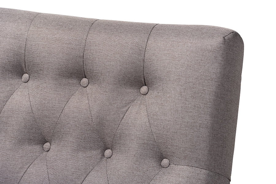 Baxton Studio Naeva Mid-Century Modern Grey Fabric Upholstered Walnut Finished Wood 2-Piece Armchair and Footstool Set