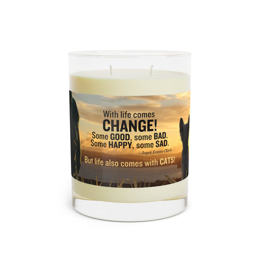 Life Comes with Cats Candle | Funny Inspirational Cat Lover Candle