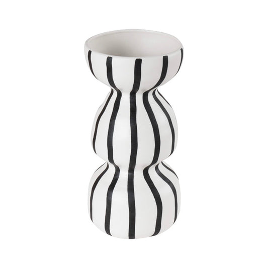Original Hand-painted Vase Ceramic Black And White Handmade