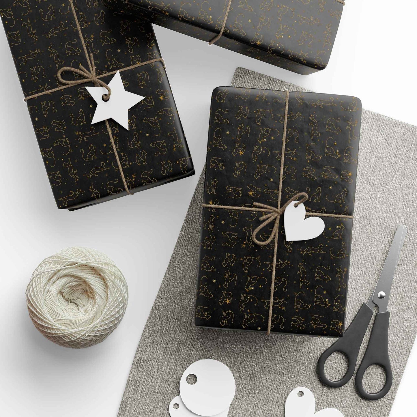 Gold Foil Line-Art Cats Gift Wrap – Elegant All-Purpose Wrapping Paper