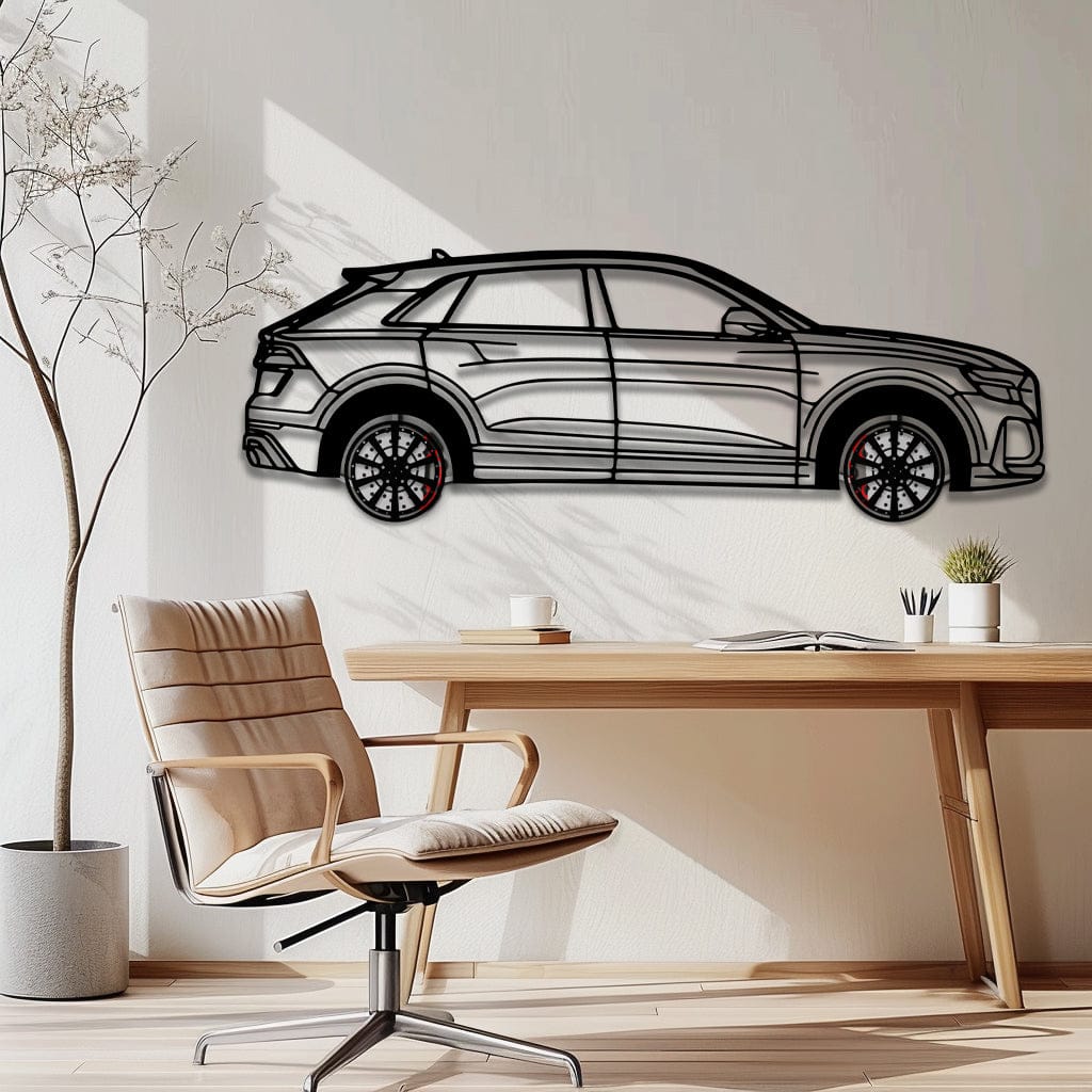 Audi Q8 Metal Car Wall Art with Rotating Wheels - Handmade Luxury SUV Silhouette Decor - Automotive Wall Art for Petrolheads - KAFMEKA095