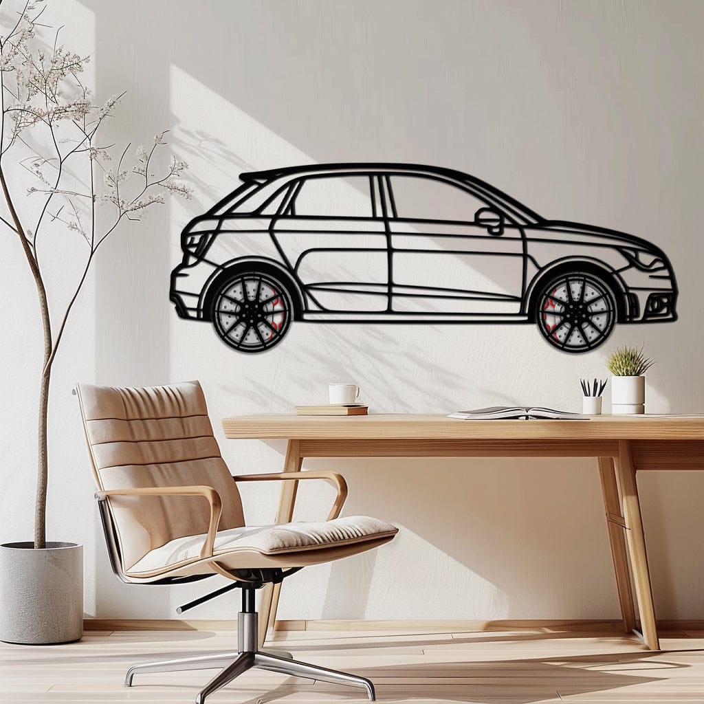 Audi A1 Metal Car Wall Art with Rotating Wheels - Handmade Car Silhouette Decor - Automotive Wall Art for Petrolheads-KAFMEKA094