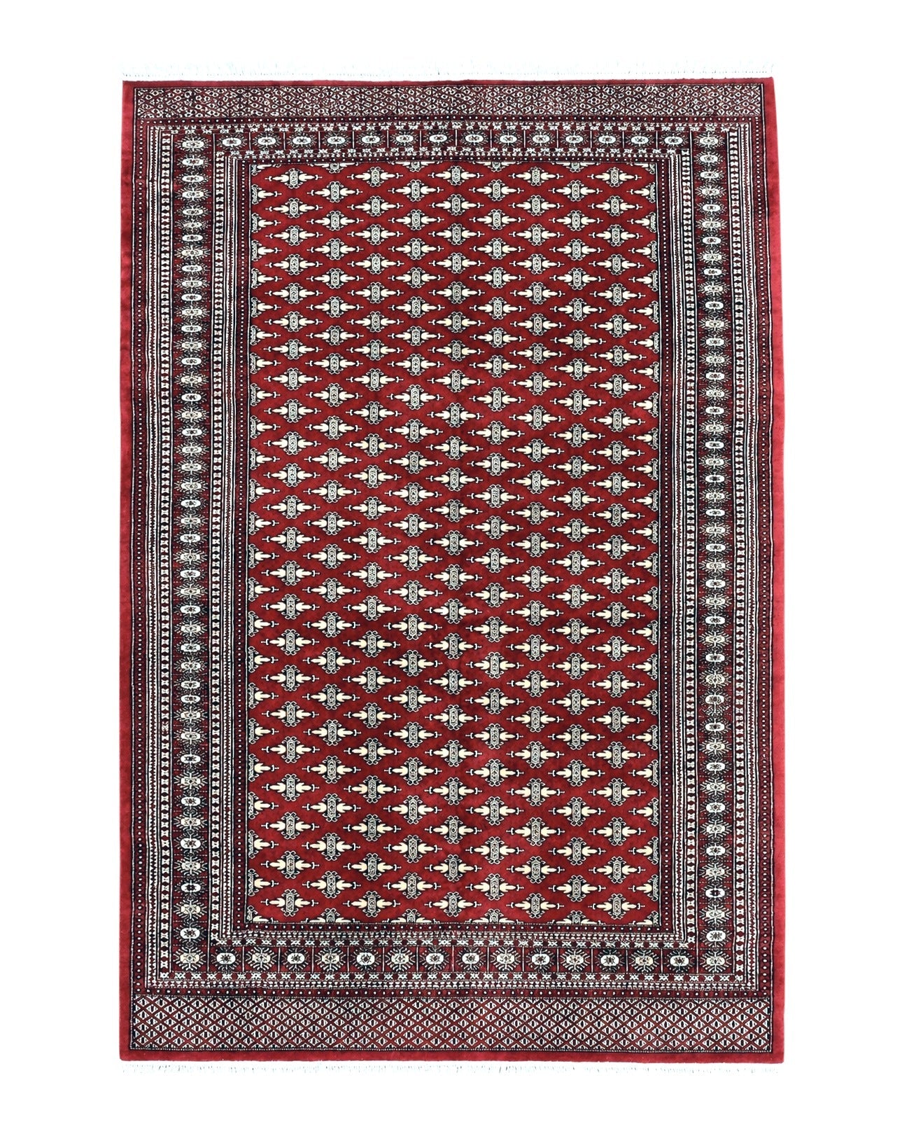 Pakistani Turkoman Bokhara Rug 6x9, Fine Wool Vintage Hand Knotted Handmade Yamud Oriental Carpet 6 x 9, Red Turkoman Rug, Tribal Rug