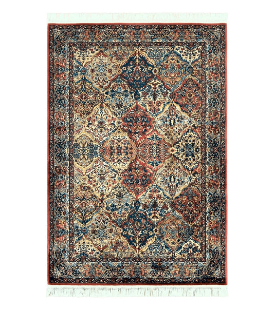 Karastan Multicolor Panel Kirman Rug #717, Wool Karastan Rug 5.9 x 9, Vintage Multipanel Kirman, Original Karastan Collection 700 Series